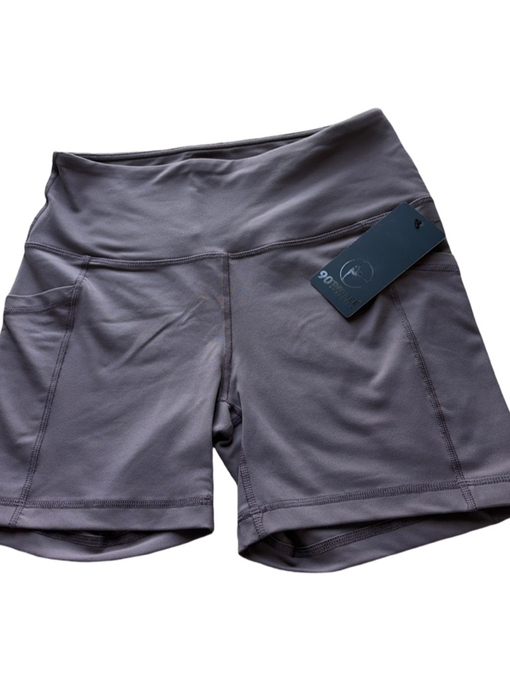 Reflex Women's High-Waist Gray Active Bike Shorts with Side Pockets